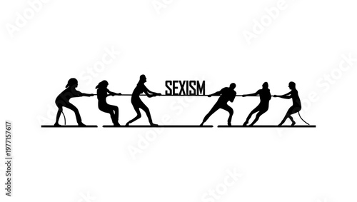 sexism, fight for women's rights, black isolated silhouette