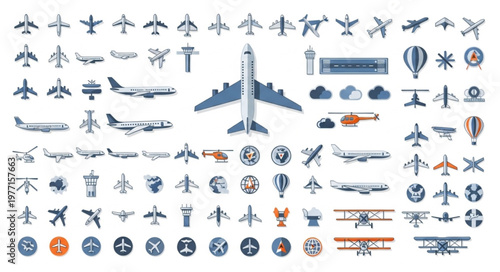 Collection of various aircraft and aviation symbols.