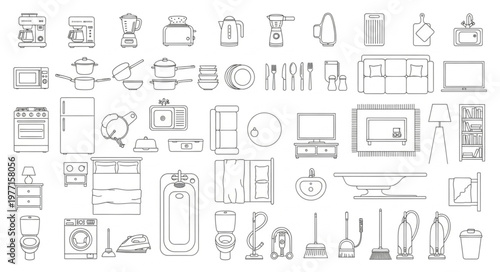 Collection of Architectural Symbols and Icons for Design.