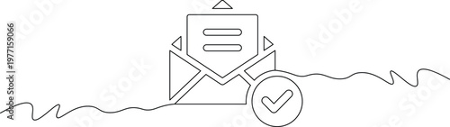 A simple line drawing of an envelope with a document and a checkmark
