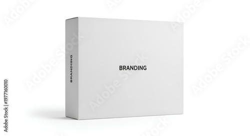 Blank white box or packaging mockup with subtle shadow, clean design for product launch or branding concepts, studio shot