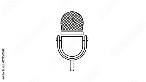 Vintage Microphone Icon Illustration.