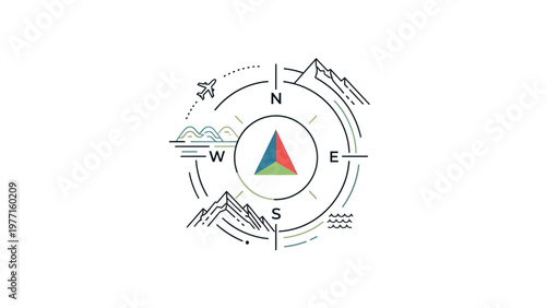 compass navigation direction orientation map.
