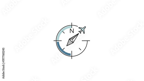 Navigation compass with directional arrow.