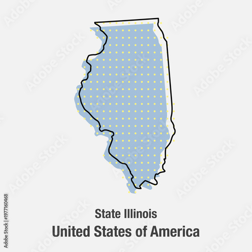 Vector map of Illinois state from dots, the USA