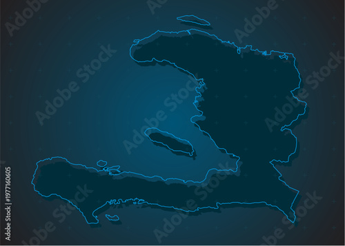 Vector map of Haiti on the radar screen