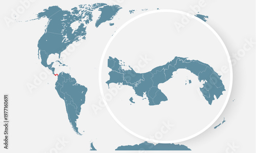 Panama, country on world map, vector template