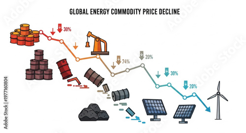 Global Energy Commodity Price Decline Illustration.
