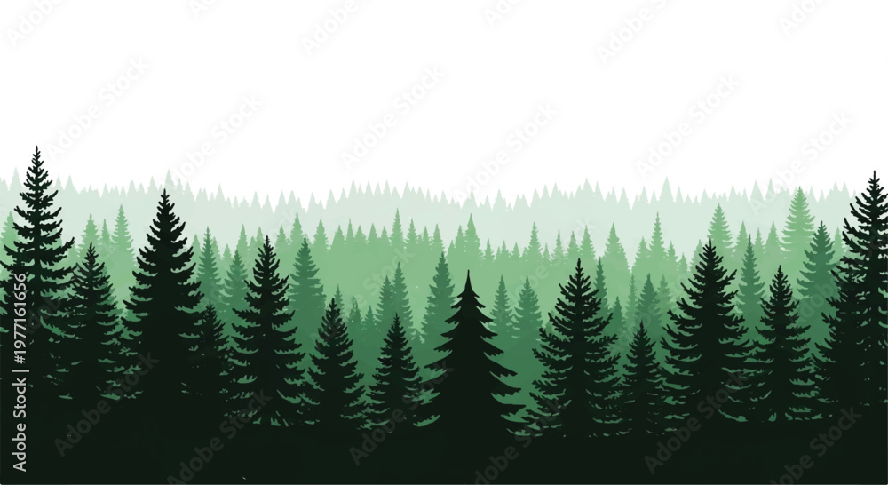 Obraz premium Forest Panorama view. Nature landscape. Forest silhouette. Forest background. Vector illustration. 