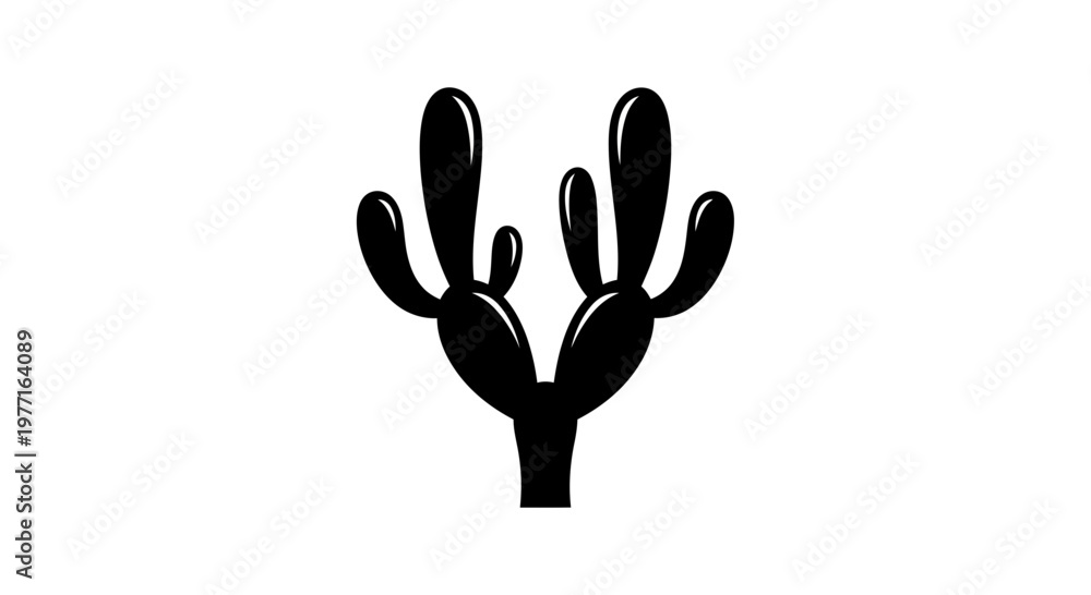 Fototapeta premium Black silhouette of a cactus plant