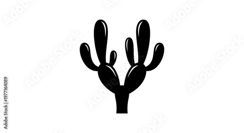 Black silhouette of a cactus plant