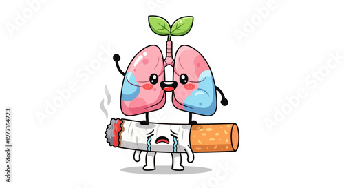Sad Lungs Crying On A Cigarette - Smoking Kills Concept