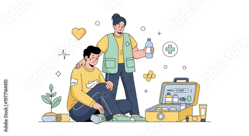 First Aid Kit and Medical Assistance Illustration