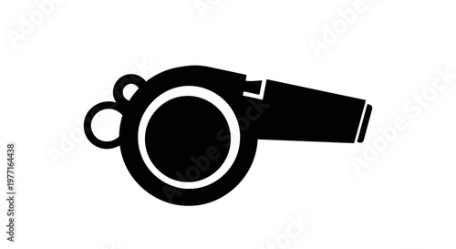 Black silhouette icon of a sports whistle