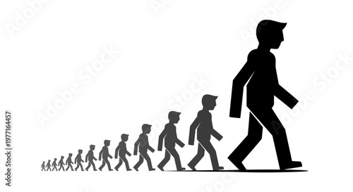 Human growth stages silhouette from childhood to adulthood