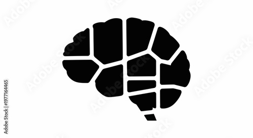 Abstract stylized brain icon with segmented parts