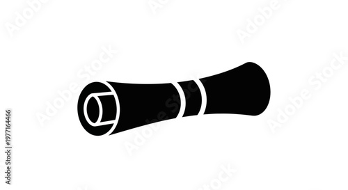 Black silhouette icon of a rolled scroll or diploma