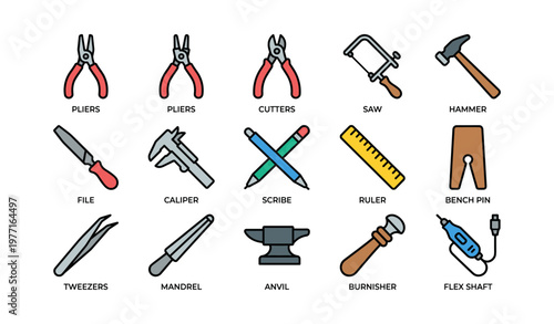 Essential jewelry making tools: cutters, pliers, saw, hammer, and more
