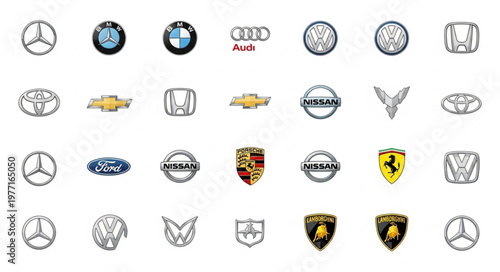Collection of Automotive Brand Logos and Emblems.