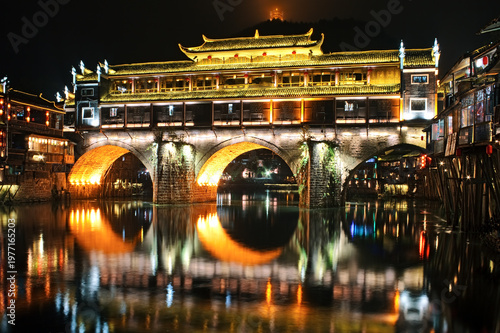Fenghuang (Phoenix) ancient town at night, Hunan province, China