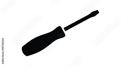 A black silhouette of a flathead screwdriver on a white background silhouette