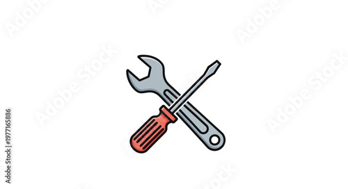 Crossed Wrench and Screwdriver Tools for Repair.