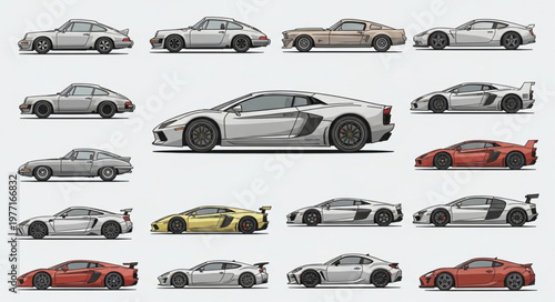 Collection of Modern Sports Cars and Luxury Vehicles.
