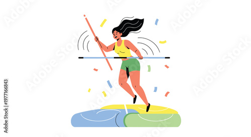 Fitness, athletic woman jumping, vector illustration, sporty, active lifestyle
