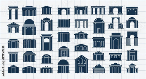 Collection of Architectural Facades and Elements.