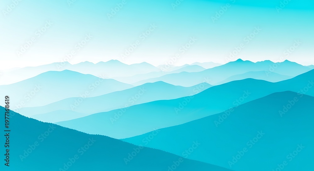 Fototapeta premium A serene landscape of blue mountains with a gradient sky
