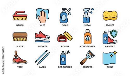 Shoe care items: brushes, soap, conditioner, and more