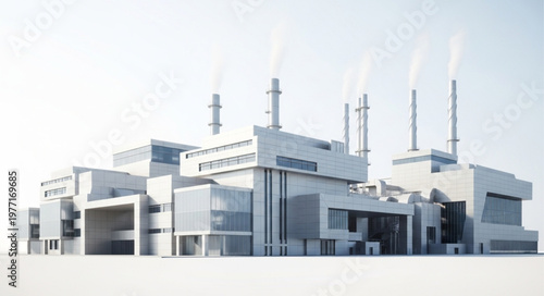 Modern industrial power plant building exterior view.
