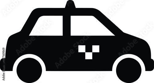 Silhouette black classic taxi car with checker pattern vector illustration