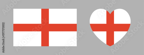 England flag heart, rectangular badge, sticker. National England rectangle, heart flag icon, button. England flag banner, background.