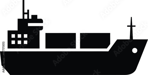 Silhouette cargo container ship sailing on the ocean vector illustration