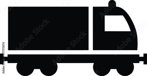 Silhouette cargo truck vehicle with trailer simple isolated logotype vector illustration