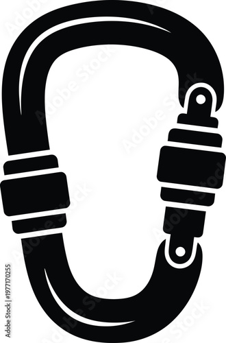 Silhouette climbing carabiner equipment for extreme sports vector illustration