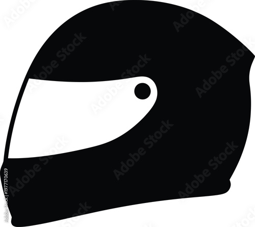 Silhouette full face motorcycle helmet side view vector illustration