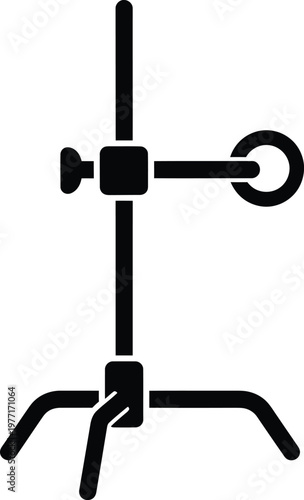 Silhouette laboratory retort stand with clamp and ring vector illustration
