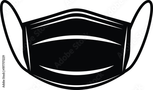 Silhouette medical face mask protection healthcare accessory vector illustration