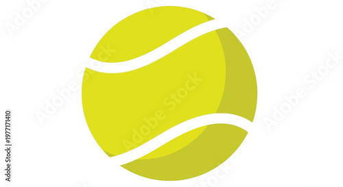 A brightly colored simplified illustration of a classic yellow tennis ball