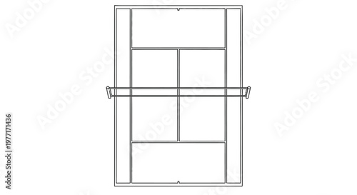 Minimalist line drawing of a tennis court net isolated on a white background