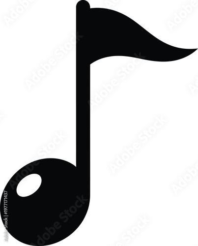 Silhouette musical note with waving flag vector illustration