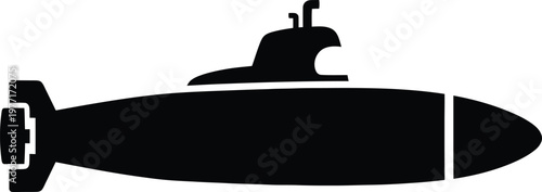 Silhouette of a military submarine submerged underwater navigating the ocean vector illustration