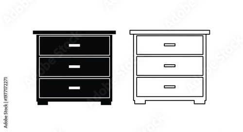 Black and white illustration of two three drawer chests side by side