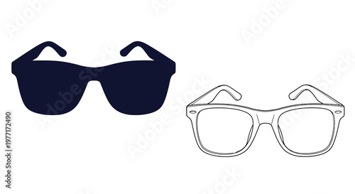 Two pairs of sunglasses a black silhouette and a white outline