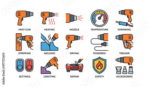 Heat gun functions: temperature, welding, stripping, and safety features