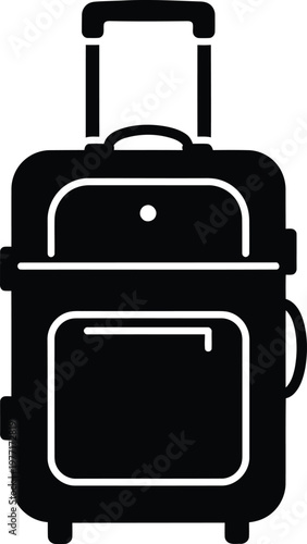 Silhouette of rolling suitcase with telescoping handle for travel vector illustration