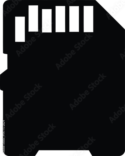 Silhouette of SD card storage device icon vector illustration