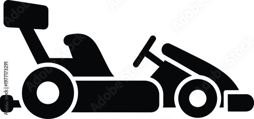 Silhouette racing go kart with spoiler and steering wheel vector illustration